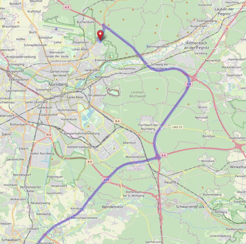 Anfahrt von der A6 kommend
